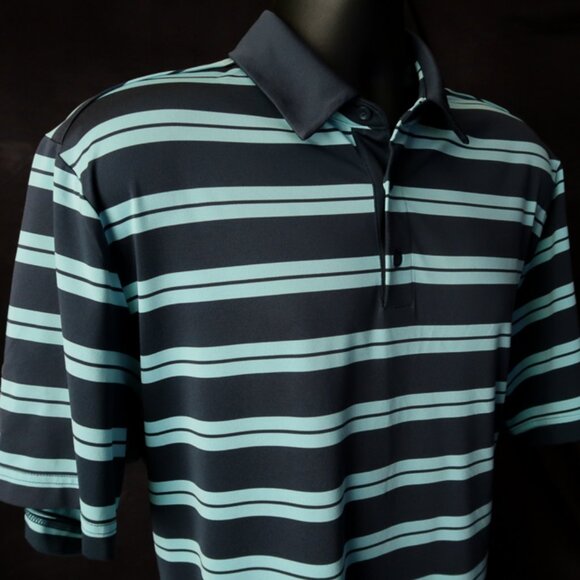 Under Armour HeatGear Blue Pelican Striped Polo (L) OMG! 😎 - Picture 5 of 9